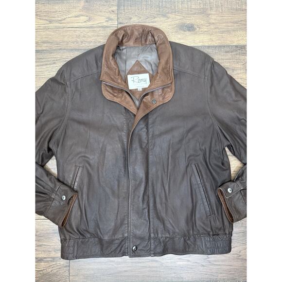 Remy Men's Leather Double Collar Bomber Jacket Made in USA Sz 42 - Picture 7 of 9